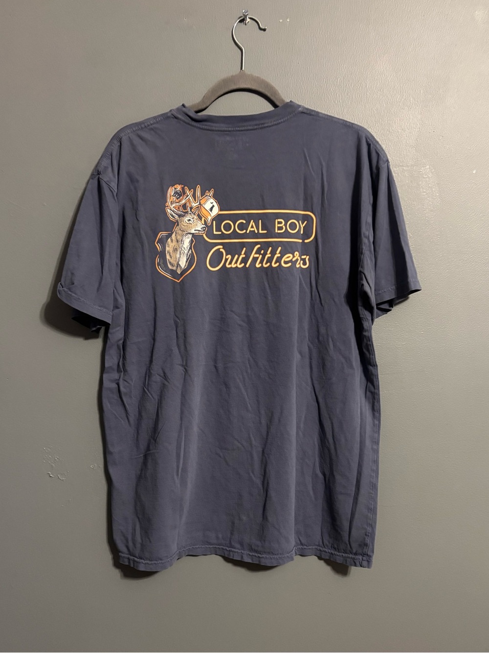 Local Boy southern preppy hunting graphic dark blue short sleeve tee men’s Large